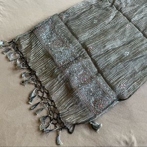 Embroidered Crepe Scarf